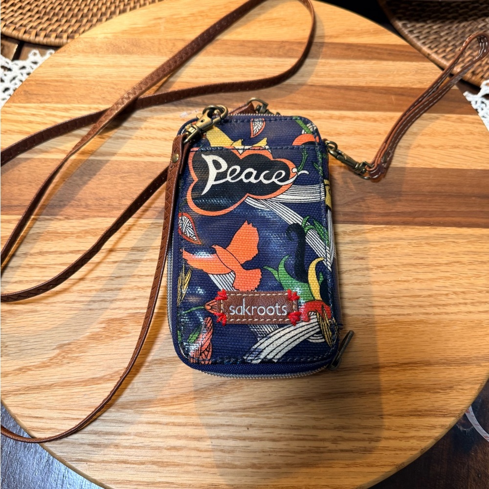 Vibrant Bird Print Crossbody Wallet